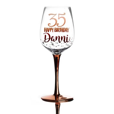 Personalised Any Age Happy Birthday Wine Glass