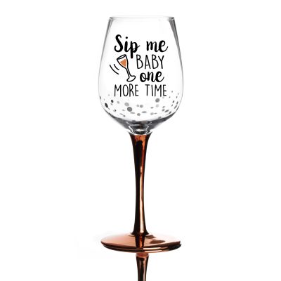 Personalised Rose Gold Sip Me Baby One More Time Wine Glass
