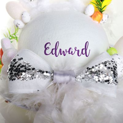 Personalised Silver Sequin Easter Hat with Bunny Ears 