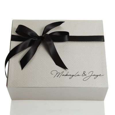 Personalised Silver Gift Box with Black Ribbon