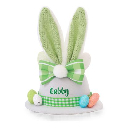 Personalised Small White and Green Bunny Ears Easter Hat