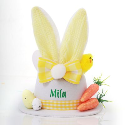 Personalised Small White and Yellow Bunny Ears Easter Hat