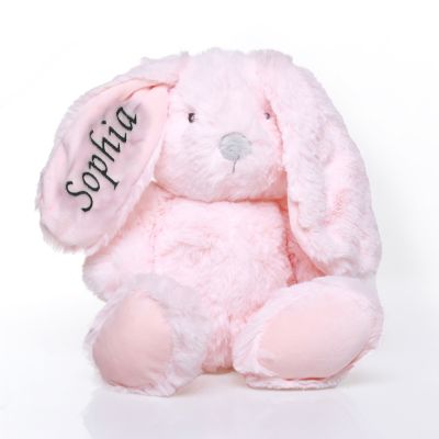 Personalised Soft Fluffy Plush Pink Embroidered Bunny Rabbit