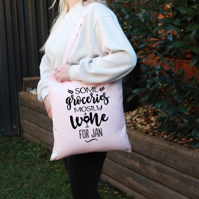 Personalised Some Groceries Mostly Wine Calico Tote Bag