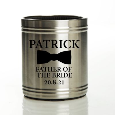 Personalised Bow Tie Stainless Steel Stubby Cooler