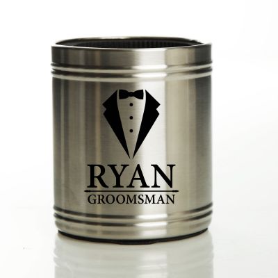 Personalised Wedding Tux Stainless Steel Stubby Cooler