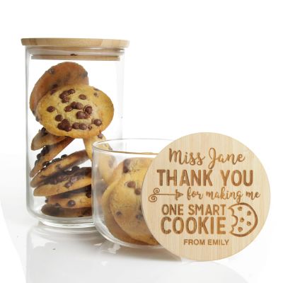 Personalised Treat Jar with Wooden Lid - One Smart Cookie