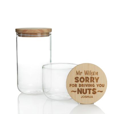 Personalised Treat Jar with Wooden Lid - Sorry for driving you Nuts