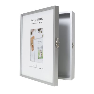 Personalised Wedding Silver Keepsake Box with Photo Frame
