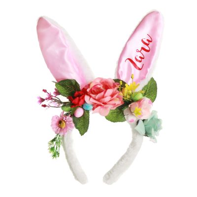 Personalised White and Pink Floral Easter Headband