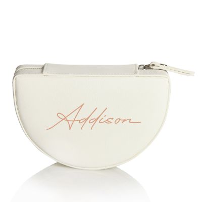 Personalised White Curved Travel Jewellery Case