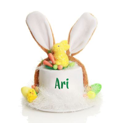 Personalised White Easter Bunny Top Hat