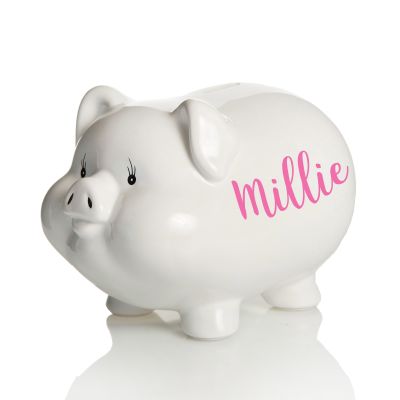 Personalised White Piggy Bank