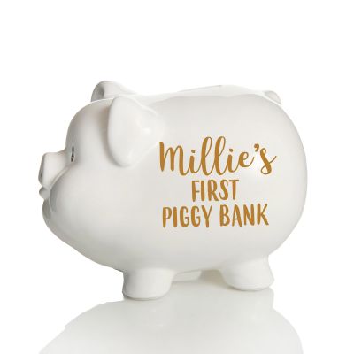 Personalised White Piggy Bank