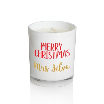 Personalised White Soy Candle - Merry Christmas