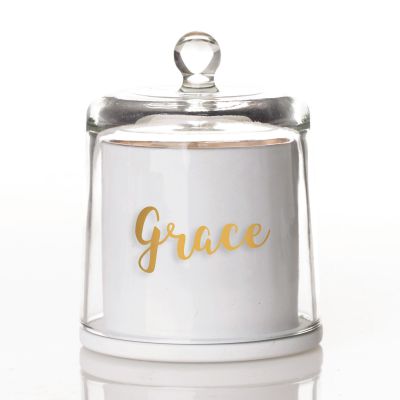 Personalised Because Someone We Love is in Heaven White Soy Candle with Glass Cloche
