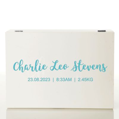 Personalised Newborn White Wood Keepsake Box