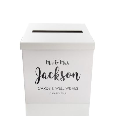 Personalised Wedding White Wishing Well Box - Design 4