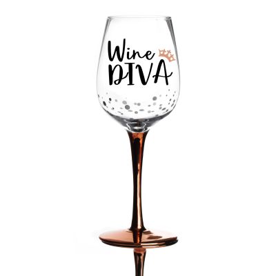 Personalised Rose Gold Wine Diva Wine Glass
