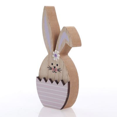 Personalised Wooden Easter Bunny in Egg Ornament - Lilac