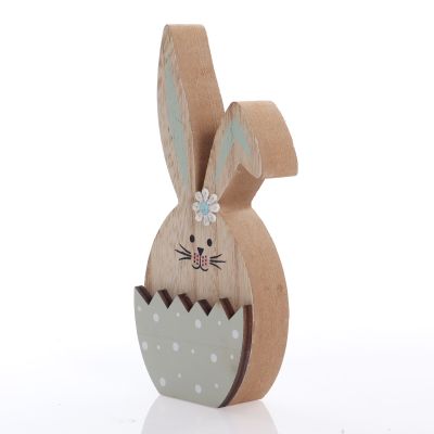 Personalised Wooden Easter Bunny in Egg Ornament - Mint