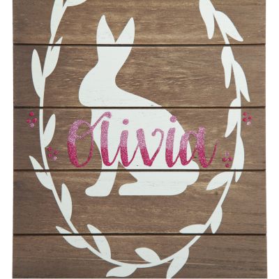 Personalised Easter Bunny in Wreath Wall Hanging Plaque