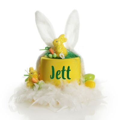 Personalised Yellow Easter Bunny Top Hat with Fluffy Ears