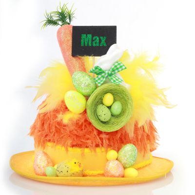 Personalised Yellow Easter Hat with Easter Egg Nest
