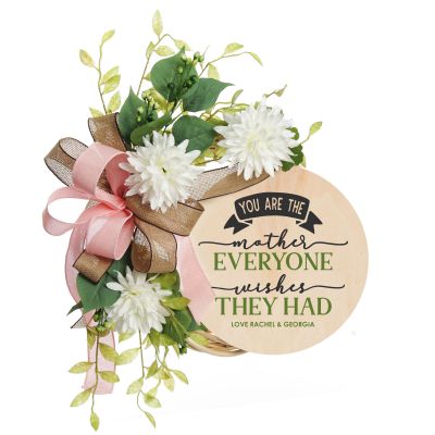 Personalised Rattan Chrysanthemum Mother's Day Wreath