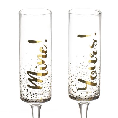 Personalised Yours and Mine Toasting Glass Champagne Flutes