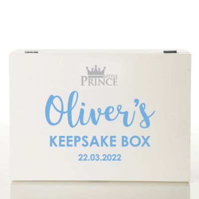 Personalised Little Prince White Wood Keepsake Box
