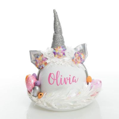 Personalised White and Silver Unicorn Easter Hat