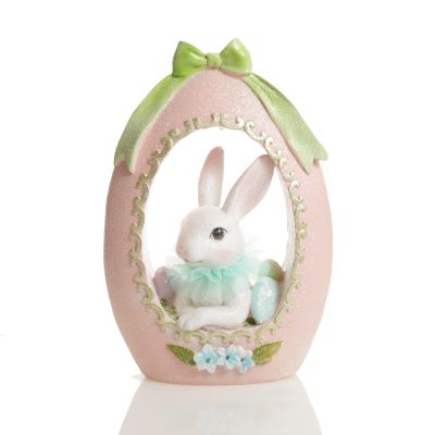 Pink Bunny Arched LightUp Easter Ornament
