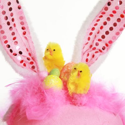Personalised Pink Feather and Bunny Easter Hat