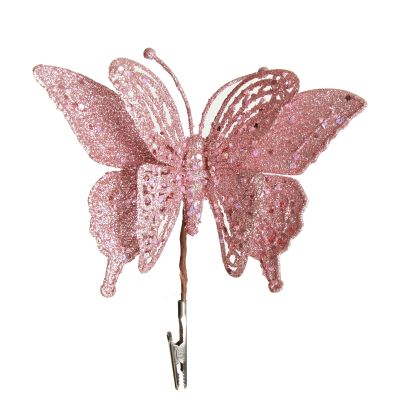Pink Glitter Butterfly Clip