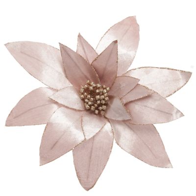 Pink Lily Flower Stem with Glitter Trim