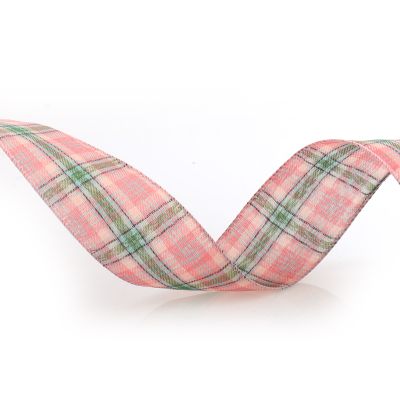Pink Plaid Wired Ribbon - 6.3cm