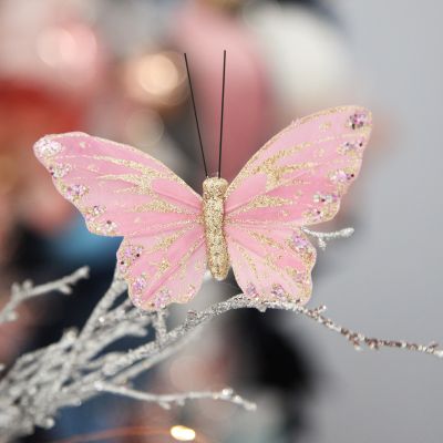 Pink with Purple Sequins Butterfly Clip