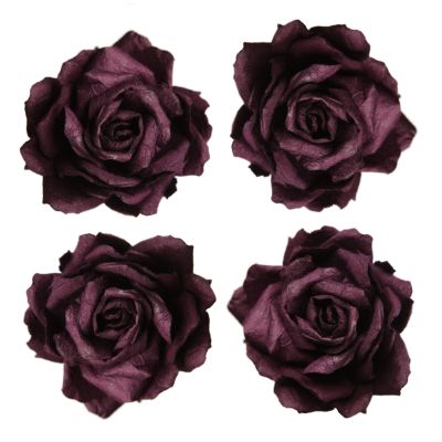 Purple Aubergine Handmade Paper Flower Rose - Small and Medium Packs