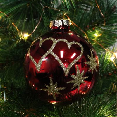 Red Love Hearts Christmas Bauble