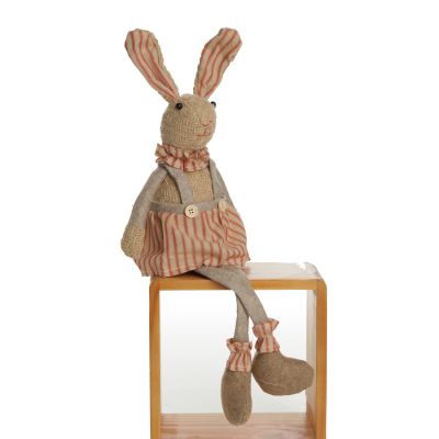 Shelf Sitter Striped Fabric Girl Bunny Rabbit