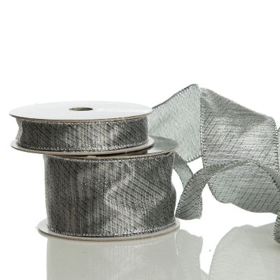 Silver & Grey Metallic Wired Ribbon