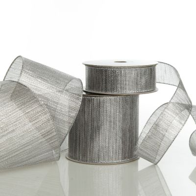 Silver Metallic Shimmer Wired Ribbon
