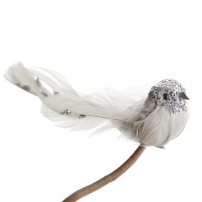 Silver Sequin Bird with Clip