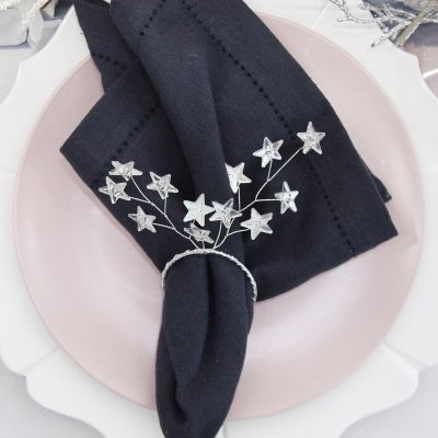 Silver Star Napkin Rings - Pack of 4