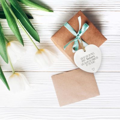 Sisters Hanging Heart Gift Tag
