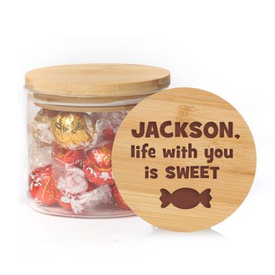 Personalised Treat Jar with Wooden Lid - Life with You is Sweet