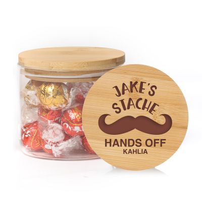Personalised Treat Jar with Wooden Lid - My Stache