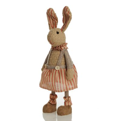 Standing Striped Fabric Girl Bunny Rabbit