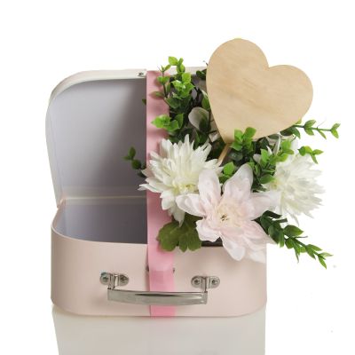 White Floral Hamper Suitcase Keepsake Box